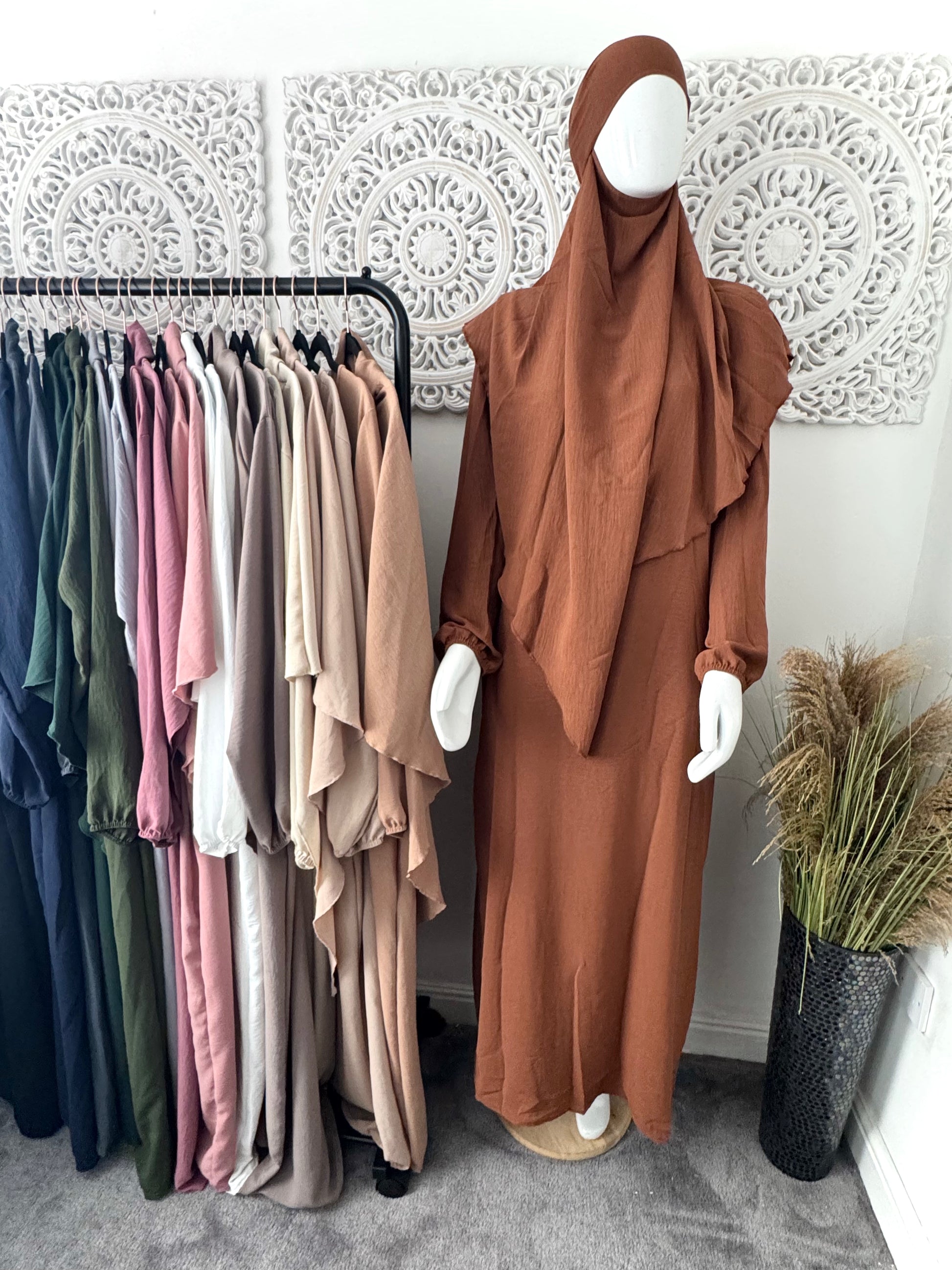 Khimar 2 pc Hawwa plain light weight abaya set adults and teenagers - Hijab Junkie UK