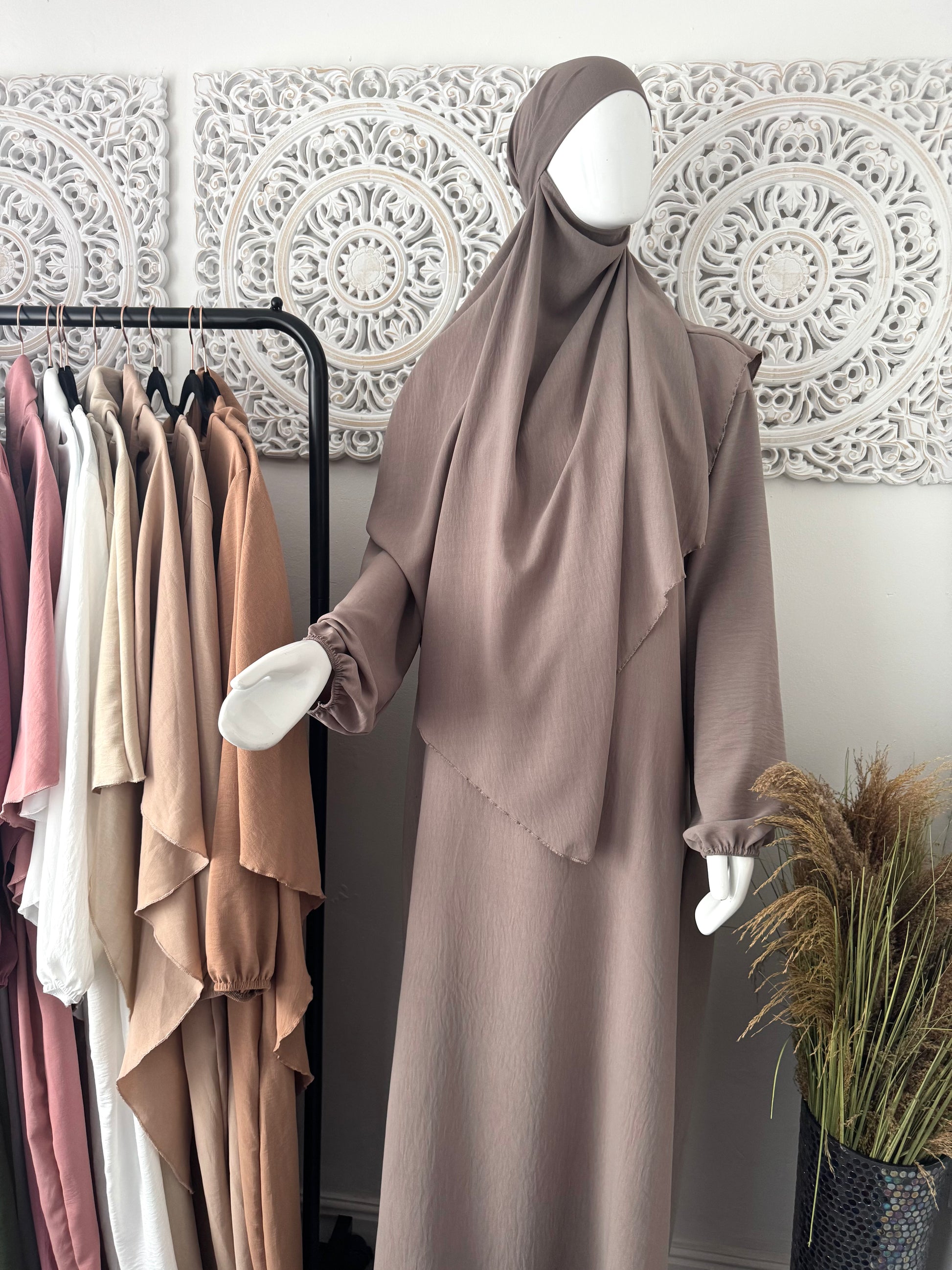 Khimar 2 pc Hawwa plain light weight abaya set adults and teenagers - Hijab Junkie UK