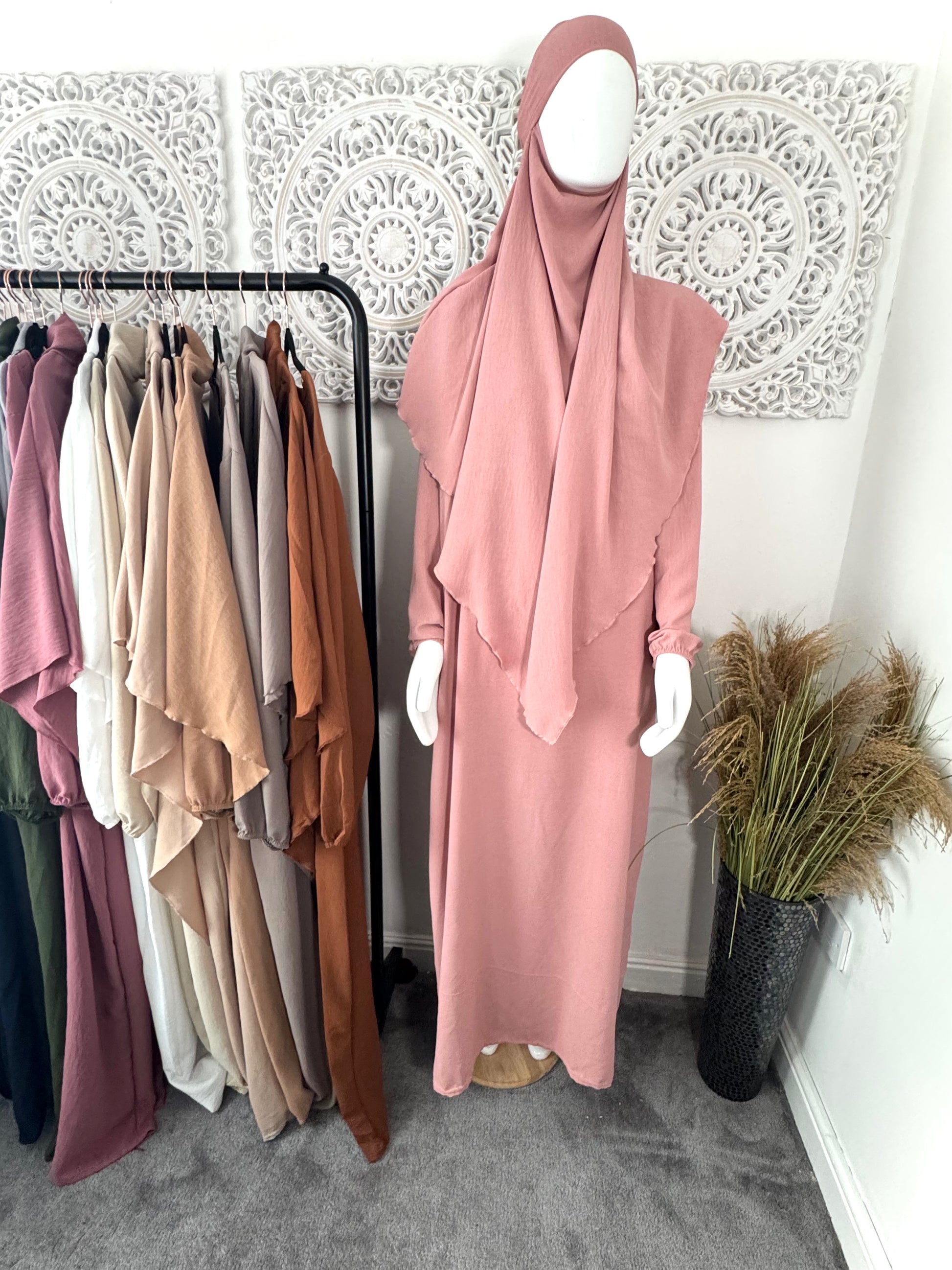 Khimar 2 pc Hawwa plain light weight abaya set adults and teenagers - Hijab Junkie UK