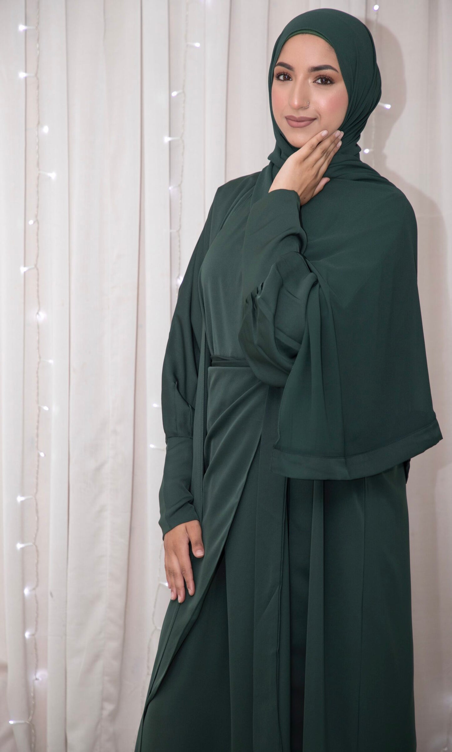 Exclusive 4 piece Manha wrap emerald Abayah set