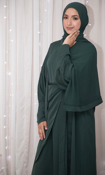 Exclusive 4 piece Manha wrap emerald Abayah set