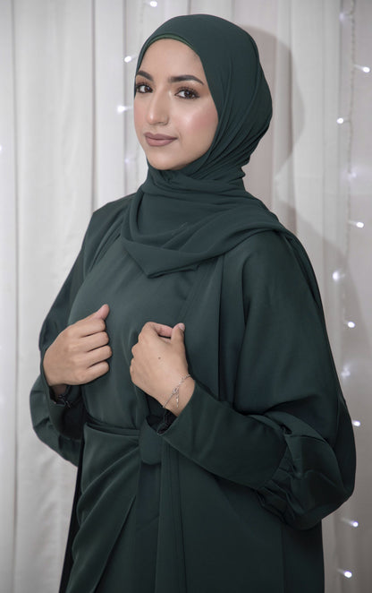 Exclusive 4 piece Manha wrap emerald Abayah set