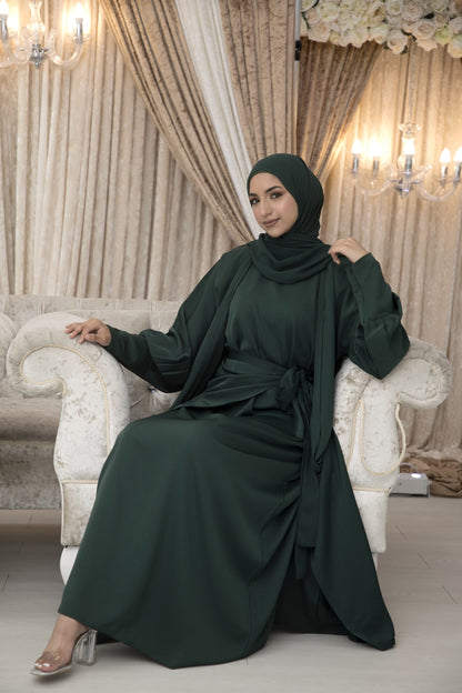 Exclusive 4 piece Manha wrap emerald Abayah set