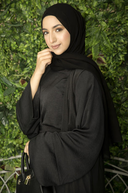 Exclusive 4 piece malai Sana black pocket Abayah set