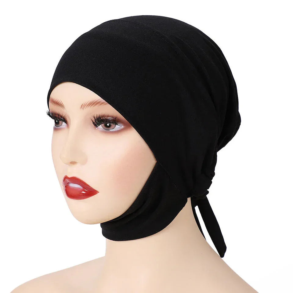 Chin Cover closed tie cap choose from carrington white & jet black - Hijab Junkie UK