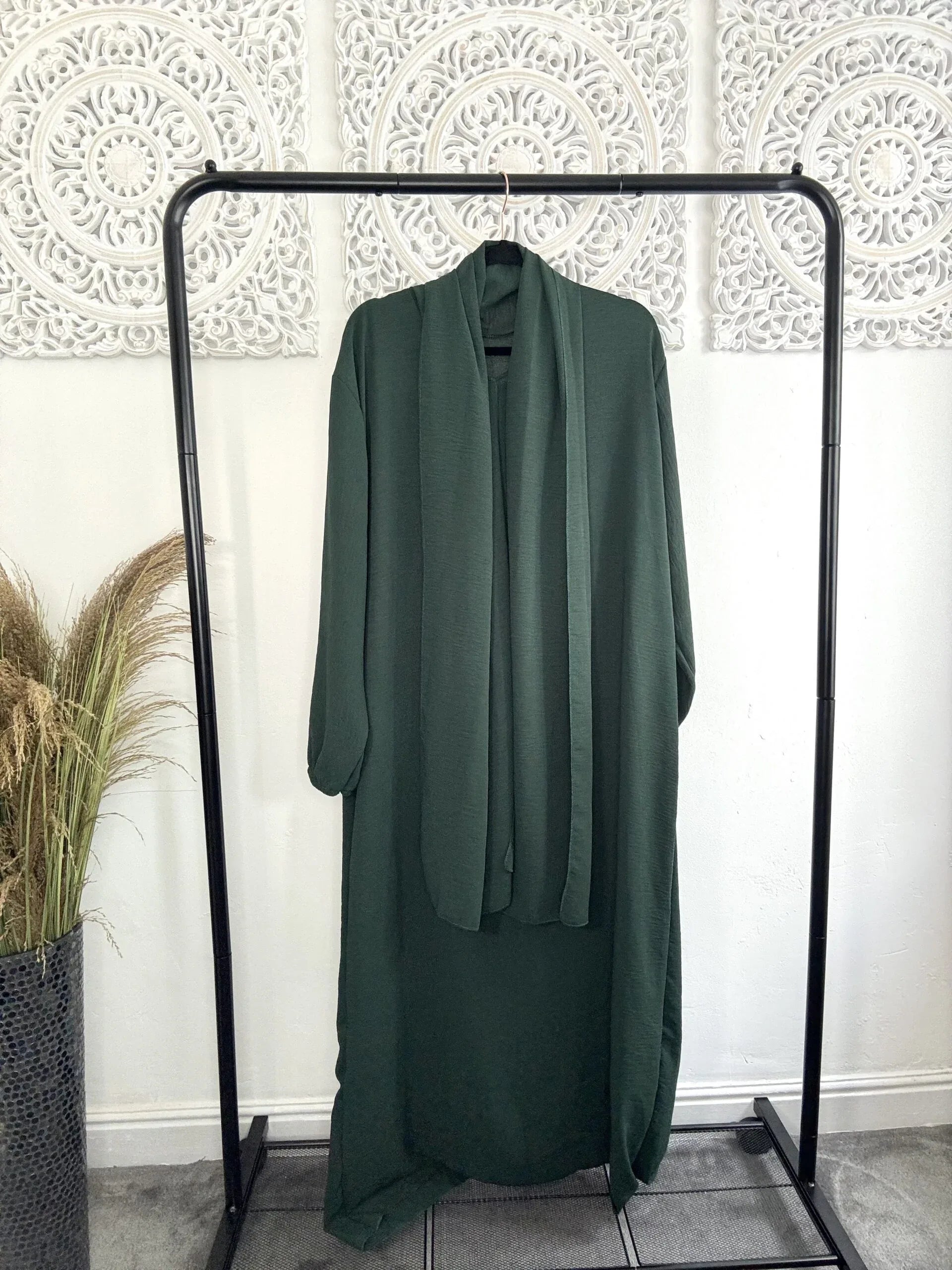 Built in 1pc Fatimah prayer plain light weight abaya set - one size - Hijab Junkie UK