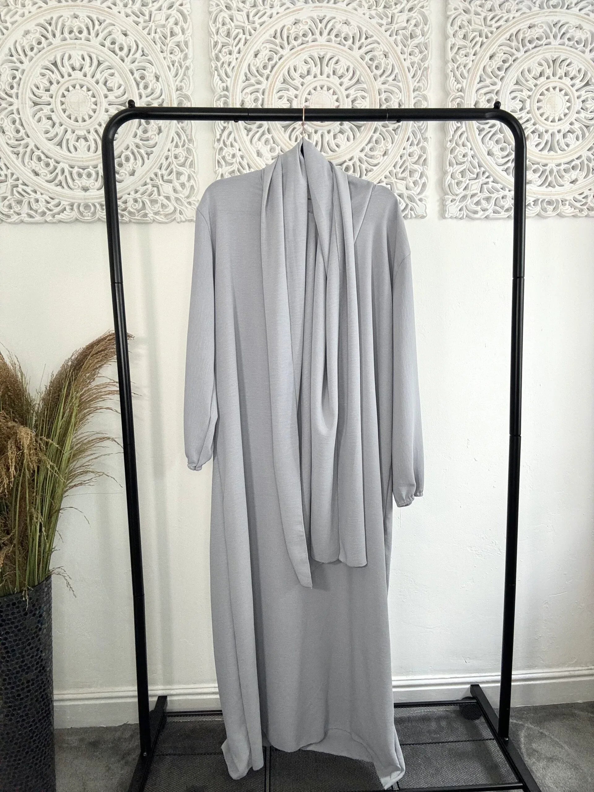 Built in 1pc Fatimah prayer plain light weight abaya set - one size - Hijab Junkie UK